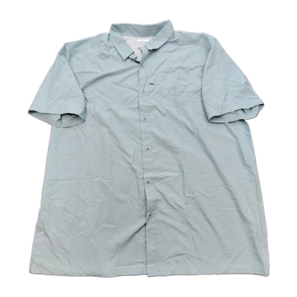Columbia Mens 4XT Tall Light Green PFG Fishing Shirt Short Sleeve Fast Ship